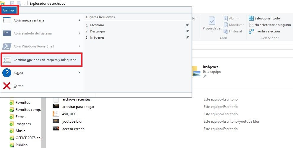Como borrar o desactivar el historial de carpetas y archivos recientes ...